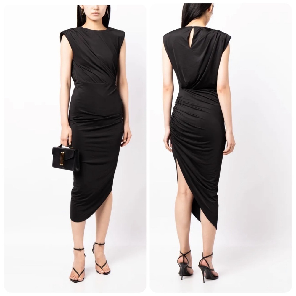 Veronica Beard Merrith Draped Midi Dress Black Size 10 NWT